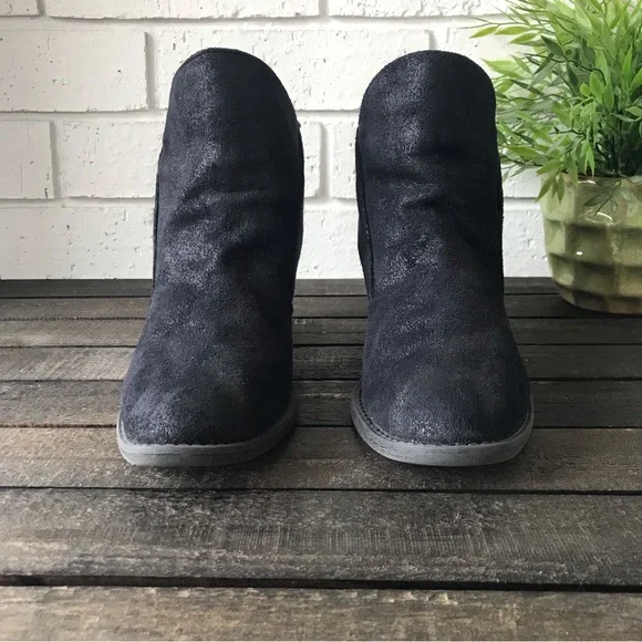 Qupid Tobin-13 Black Distressed Ankle Boots Faux Leather Booties - Picture 4 of 11